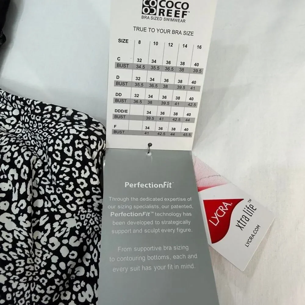 Coco-reef Leopard Print Supportive Tankini Black and White Tankini tops 36DD NWT - Picture 4 of 7